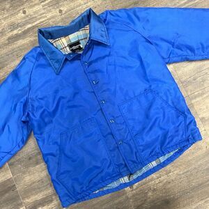 Vintage LeChevron Collection Snap Jacket Men‎ Size XXL Blue Plaid Lining